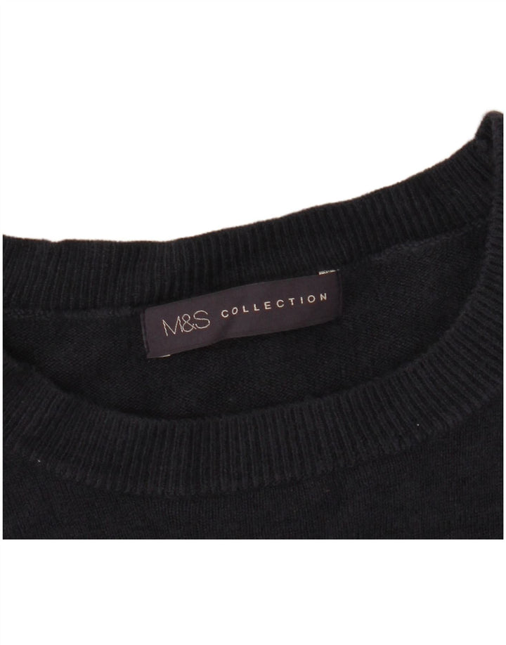 Женский джемпер с круглым вырезом Marks & Spencer UK 14, средний темно-синий