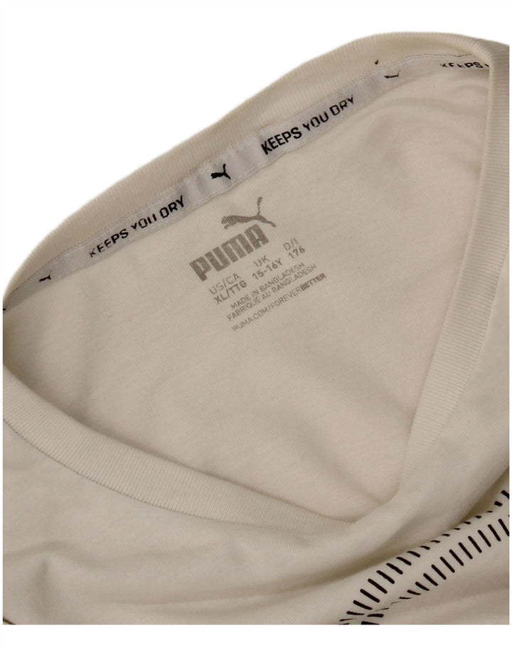 Футболка с рисунком Puma для мальчиков, топ 15-16 лет, белая