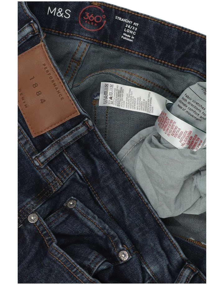 Мужские прямые джинсы Marks & Spencer W36 L33 темно-синие, хлопок