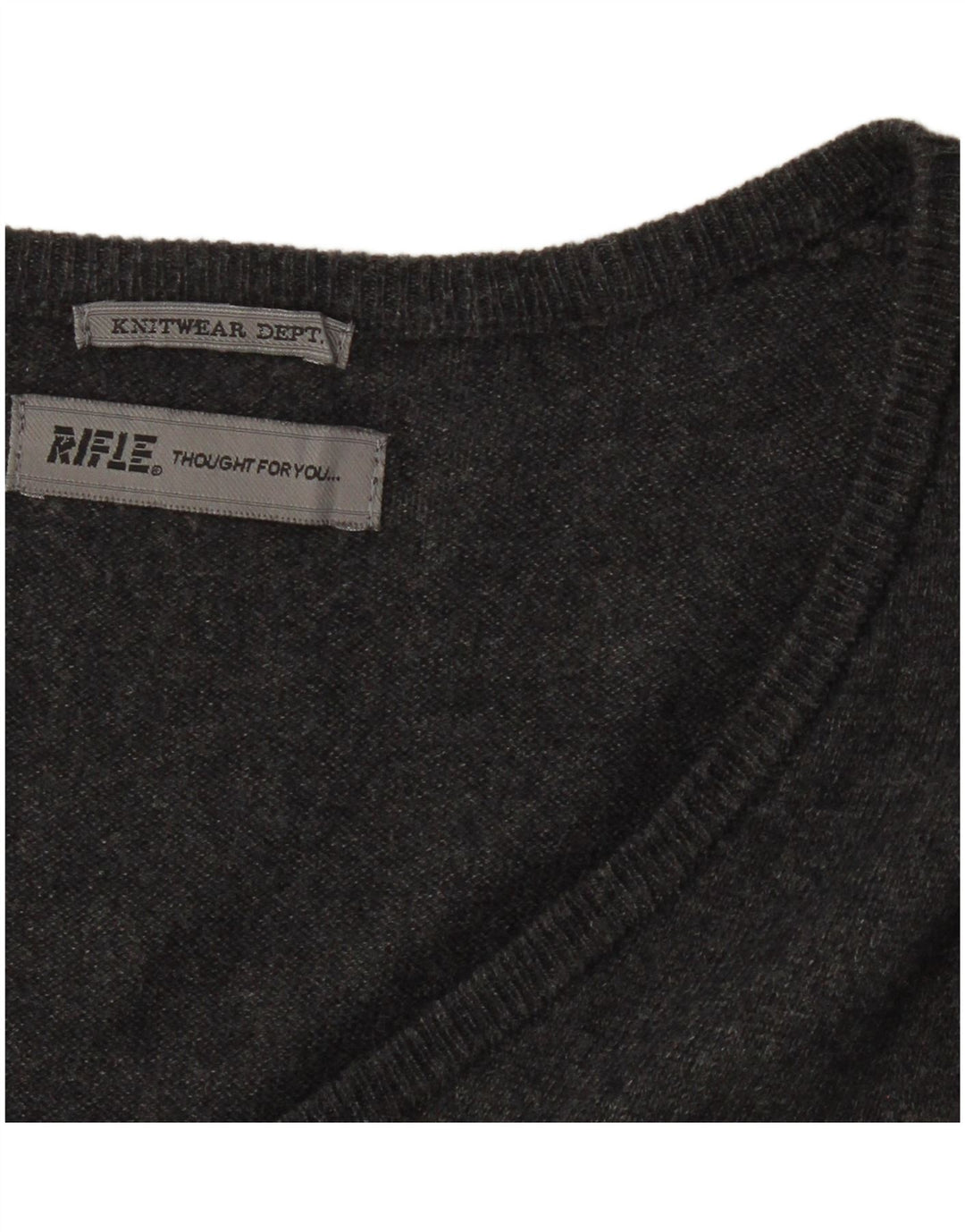 RIFLE Womens V-Neck Jumper Sweater UK 14 Medium Grey