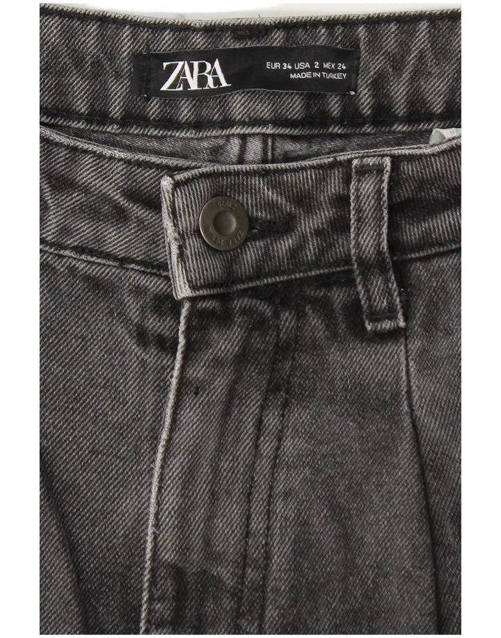 Женские укороченные джинсы с завышенной талией ZARA EU 34 2XS W24 L25 Серые
