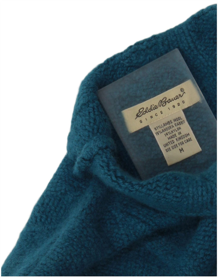 Женский джемпер с высоким воротником EDDIE BAUER, Великобритания 14, средний синий из овечьей шерсти