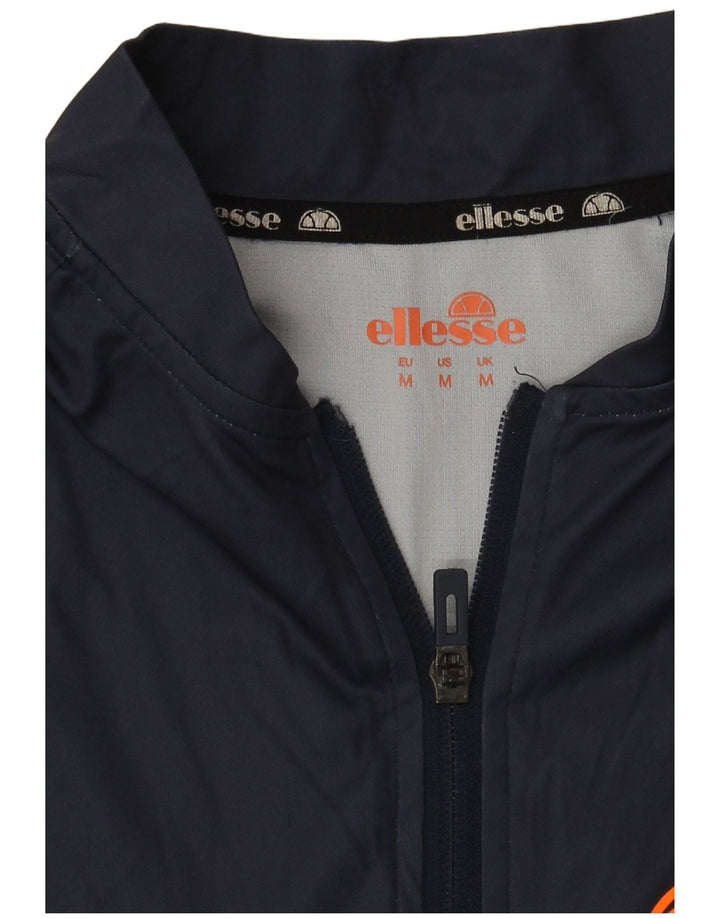 Ellesse Мужской пуловер с воротником на молнии, спортивный костюм, средний темно-синий с цветными блоками