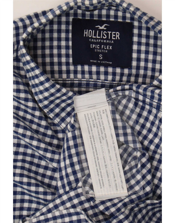 Мужская рубашка Hollister, маленькая синяя, хлопок в мелкую клетку