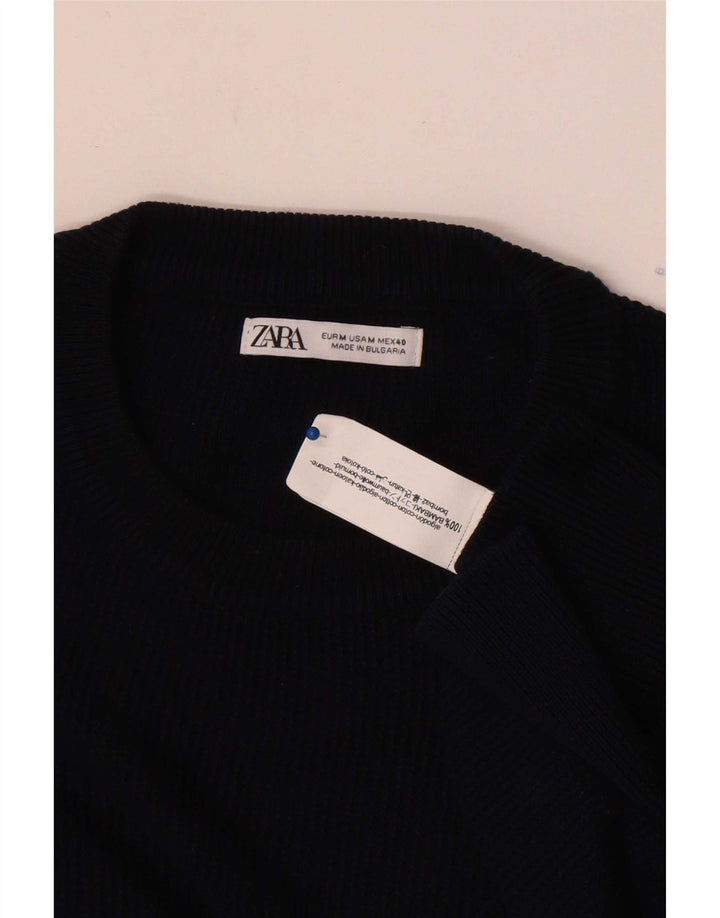 Мужской джемпер с круглым вырезом Zara, средний темно-синий