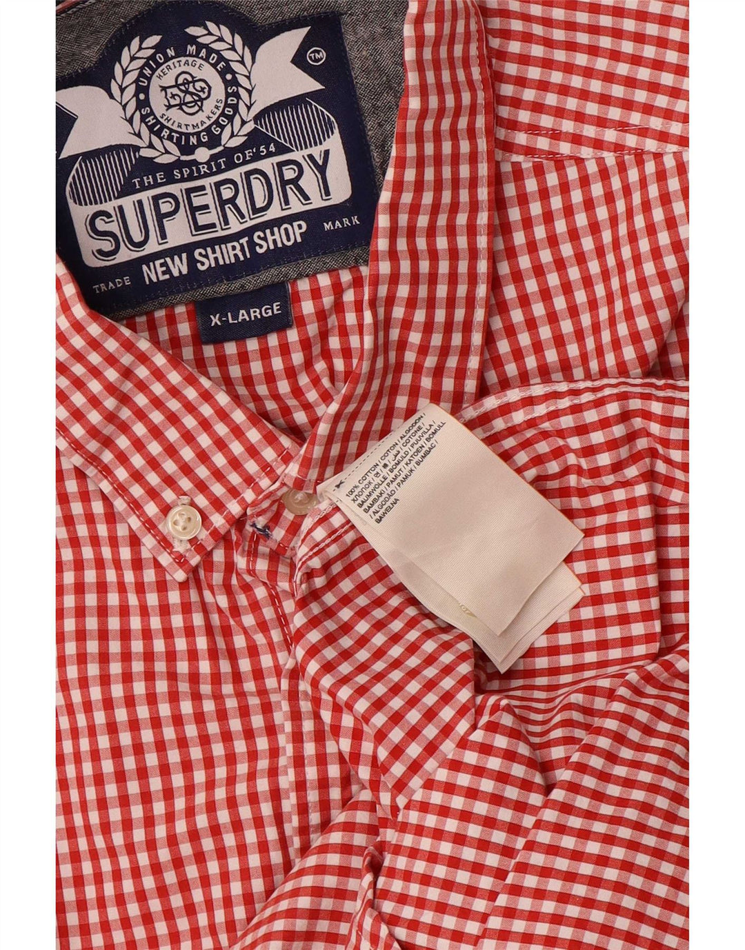 Мужская рубашка Superdry XL из хлопка в красную клетку
