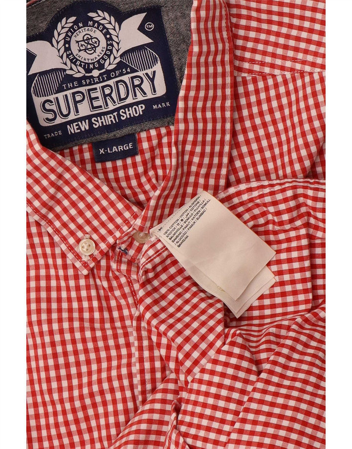 Мужская рубашка Superdry XL из хлопка в красную клетку