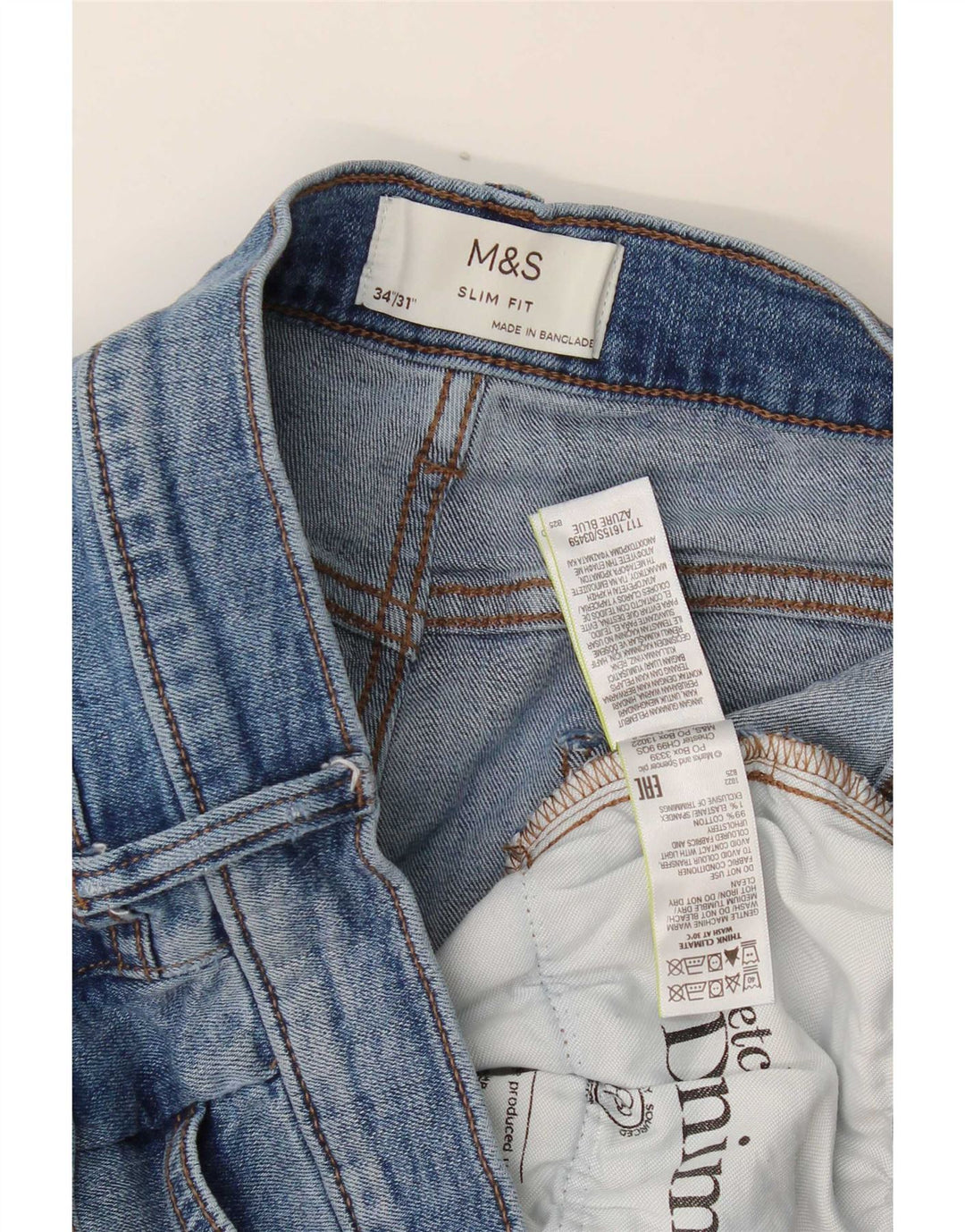 Мужские узкие джинсы Marks & Spencer W34 L31 синие, хлопок