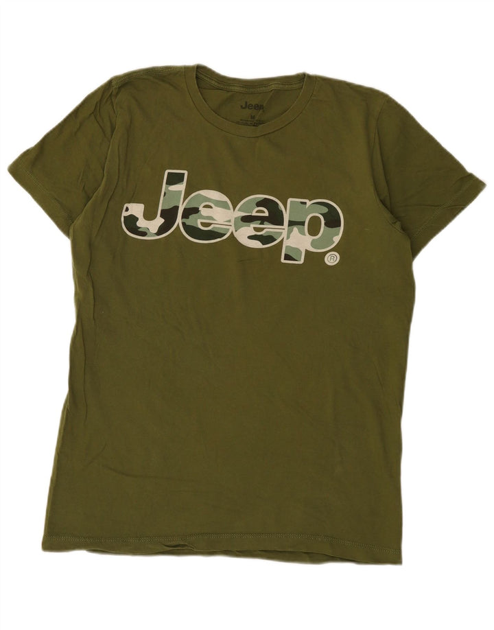 Мужская футболка с рисунком Jeep Regular, хлопковый топ среднего зеленого цвета