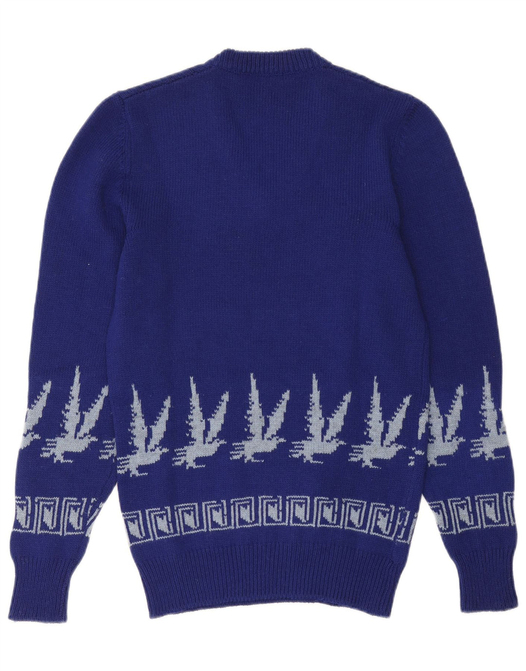 Винтажный мужской джемпер с v-образным вырезом, маленький синий свитер Fair Isle