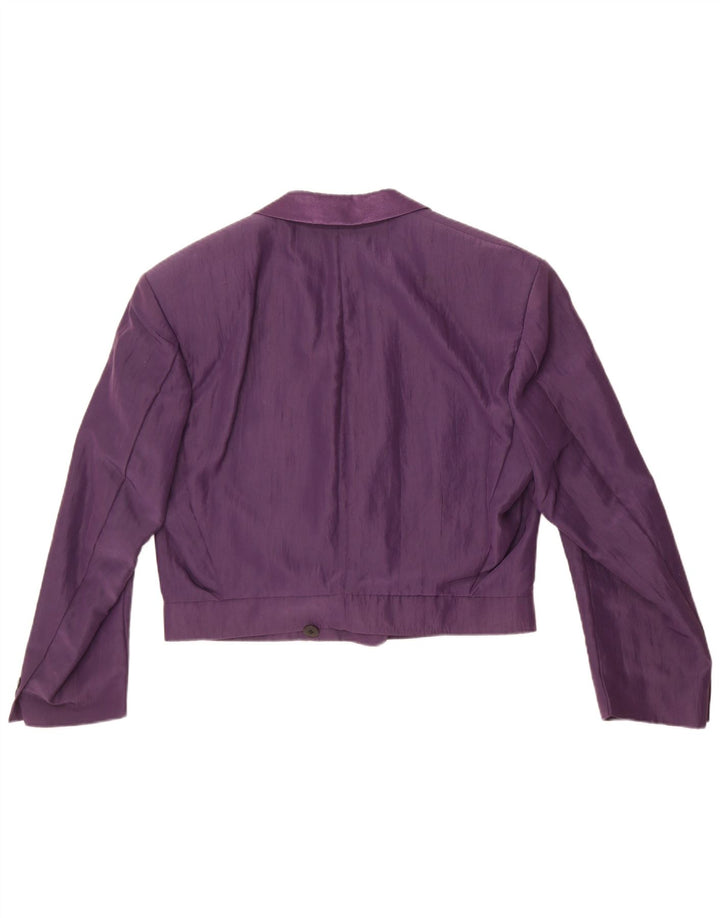 Винтажный женский двубортный пиджак, Великобритания, 14, большой фиолетовый