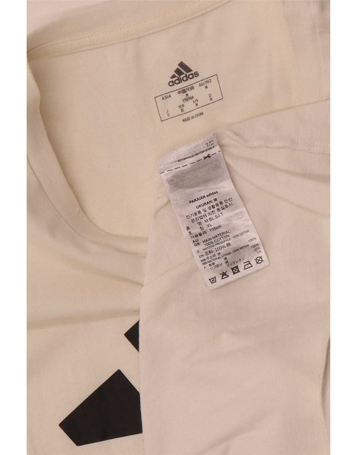 Adidas Мужская футболка с рисунком Топ среднего размера, белый хлопок