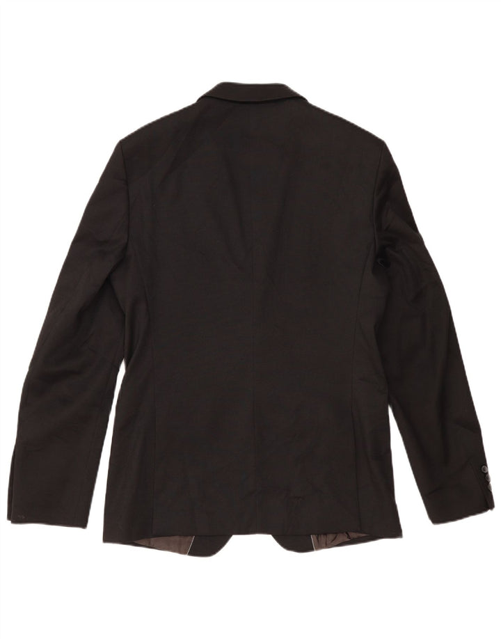 Мужской пиджак ZARA на 2 пуговицах EU 48, средний черный полиэстер