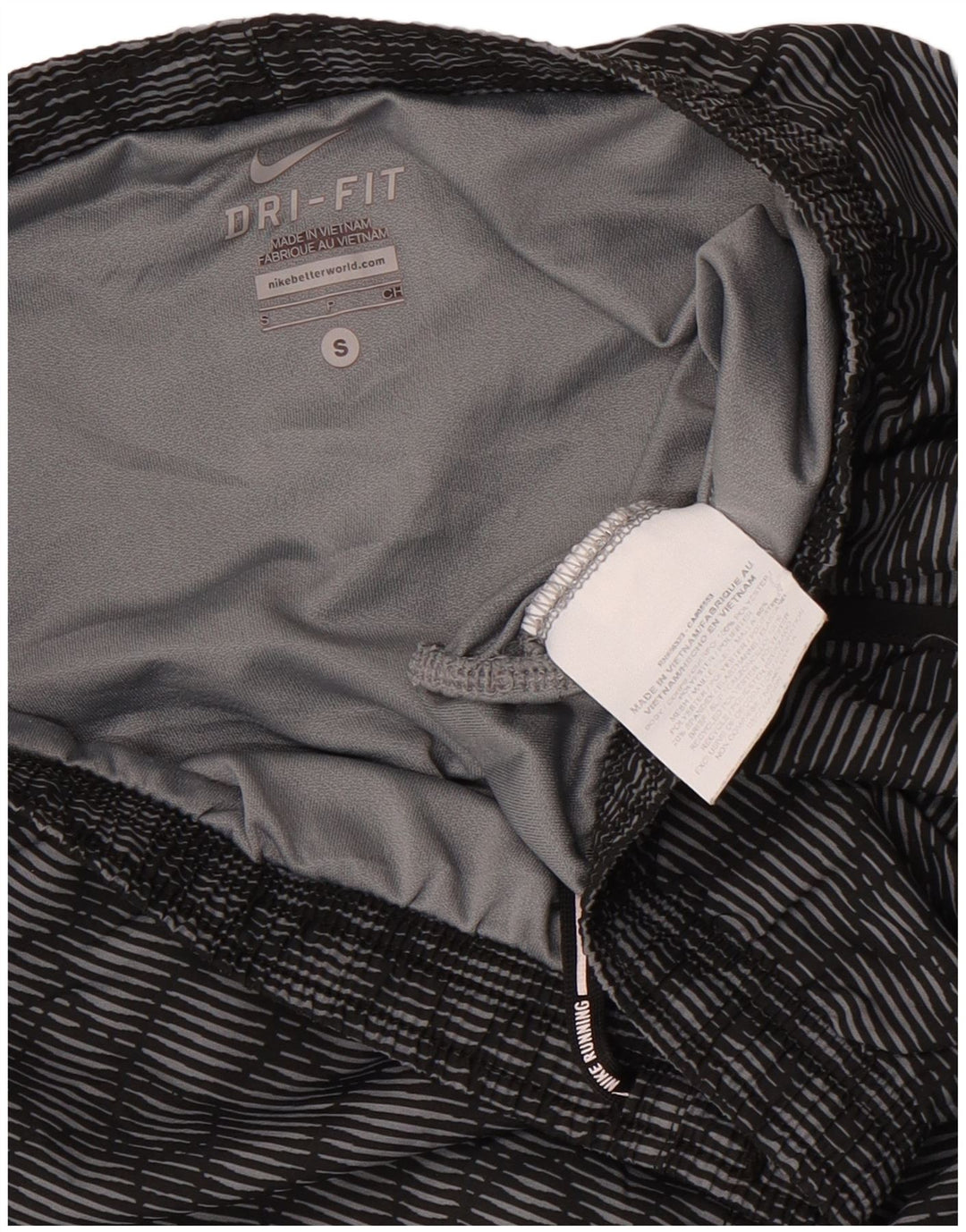 Женские спортивные шорты Nike Dri Fit UK 10, маленькие серые, полиэстер с геометрическим рисунком