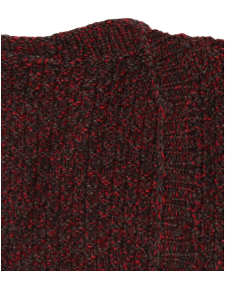 ВИНТАЖНЫЙ женский кардиган без рукавов UK 14, большой бордовый в крапинку