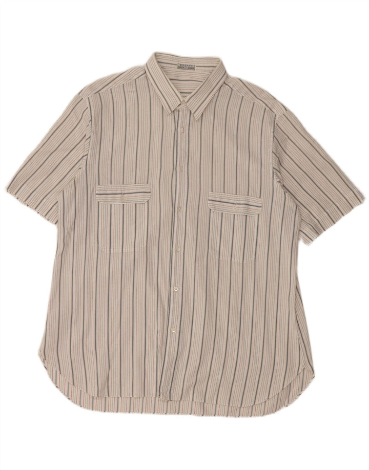 Винтажная мужская рубашка с коротким рукавом, большая белая полоска