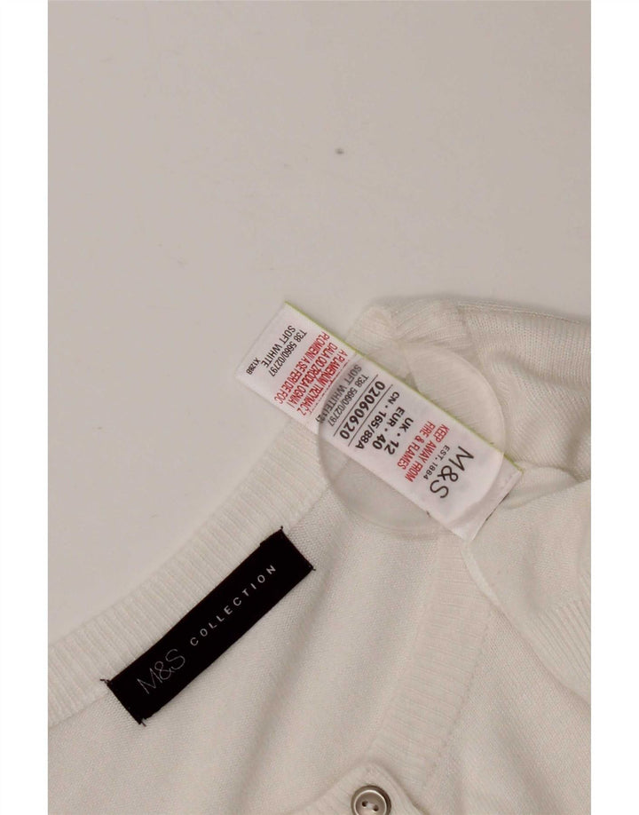 Женский укороченный кардиган Marks & Spencer UK 12, средний белый вискоза