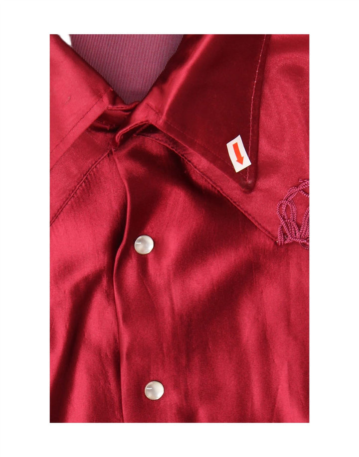 Винтажная женская блузка-рубашка UK 18 XL, красный ацетат