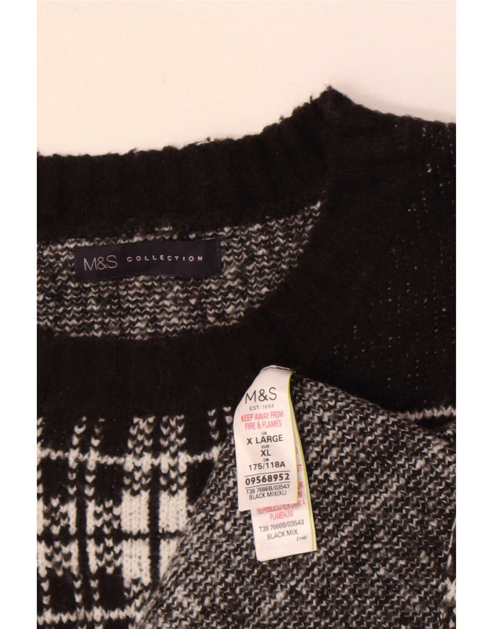 Женский джемпер с круглым вырезом Marks & Spencer UK 18 XL, черный в клетку