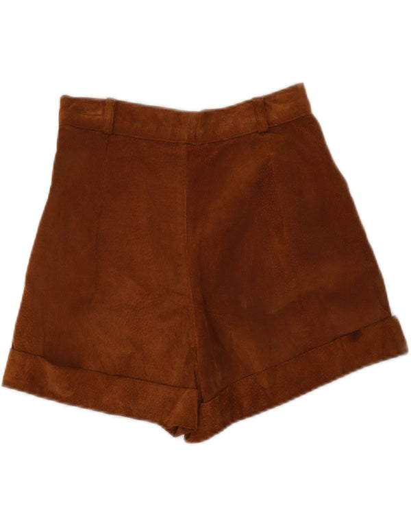 VINTAGE Womens Suede Pegged Casual Shorts IT 40 Small W24  Brown Leather