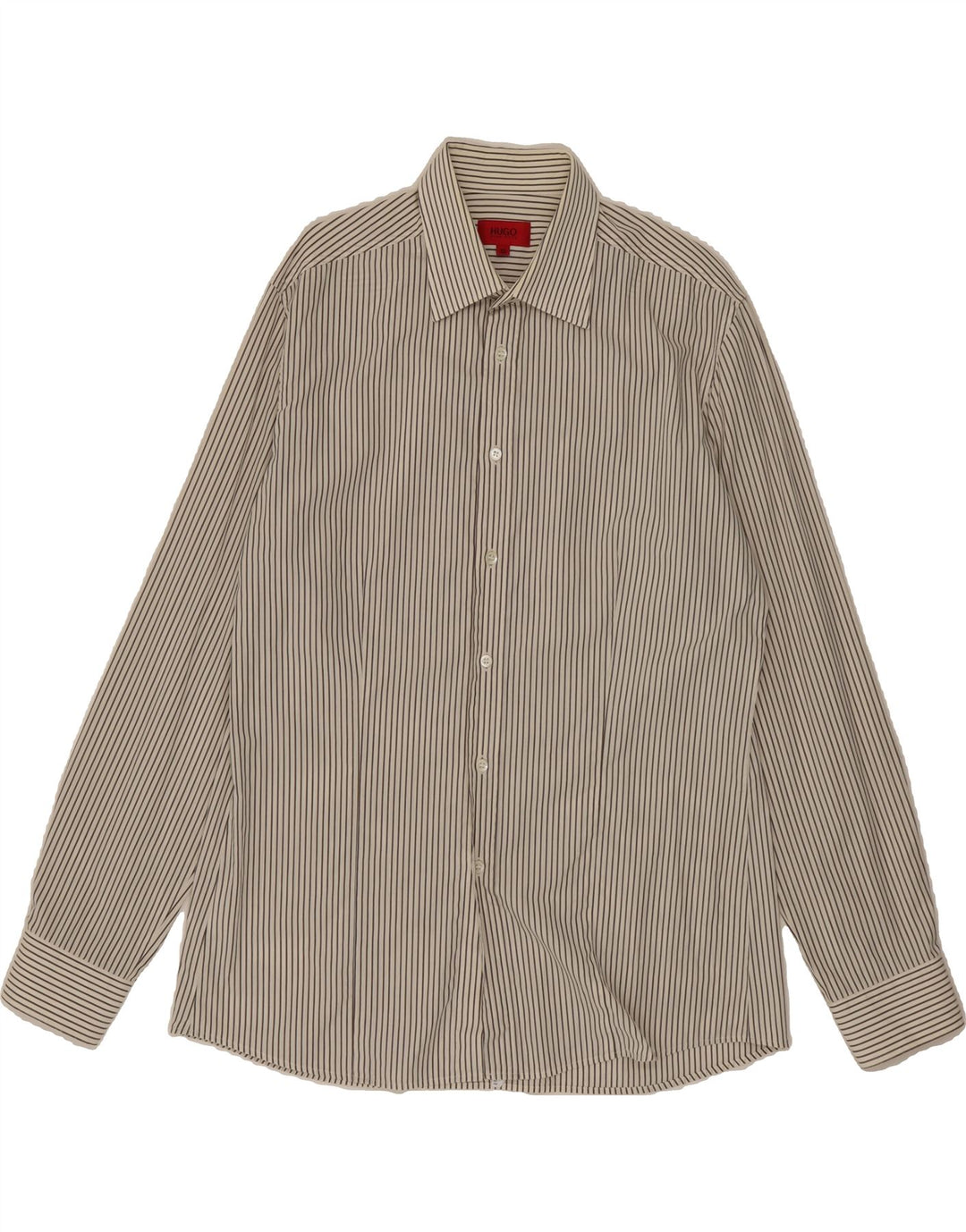 HUGO BOSS Mens Shirt XL White Pinstripe Cotton Vintage Hugo Boss and Second-Hand Hugo Boss from Messina Hembry 