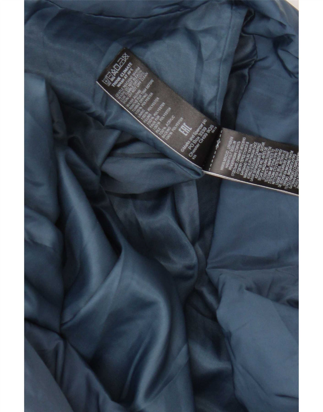 Женское стеганое пальто с капюшоном Marks & Spencer UK 20 2XL Темно-синий полиэстер