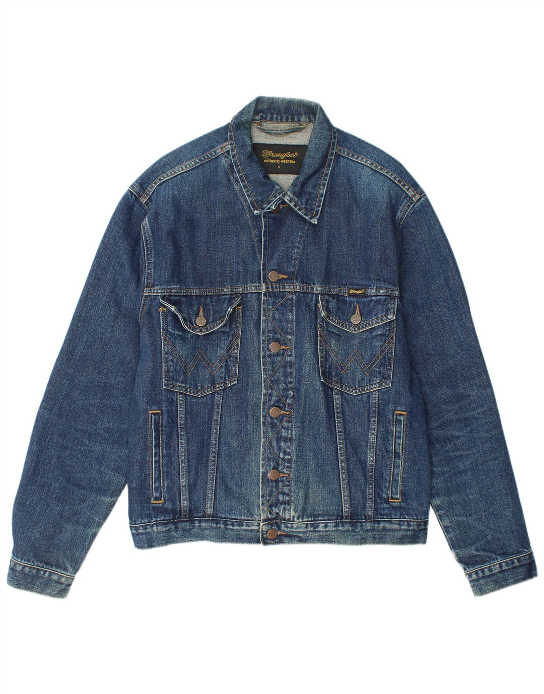 Мужская джинсовая куртка Wrangler UK 38, хлопок среднего синего цвета