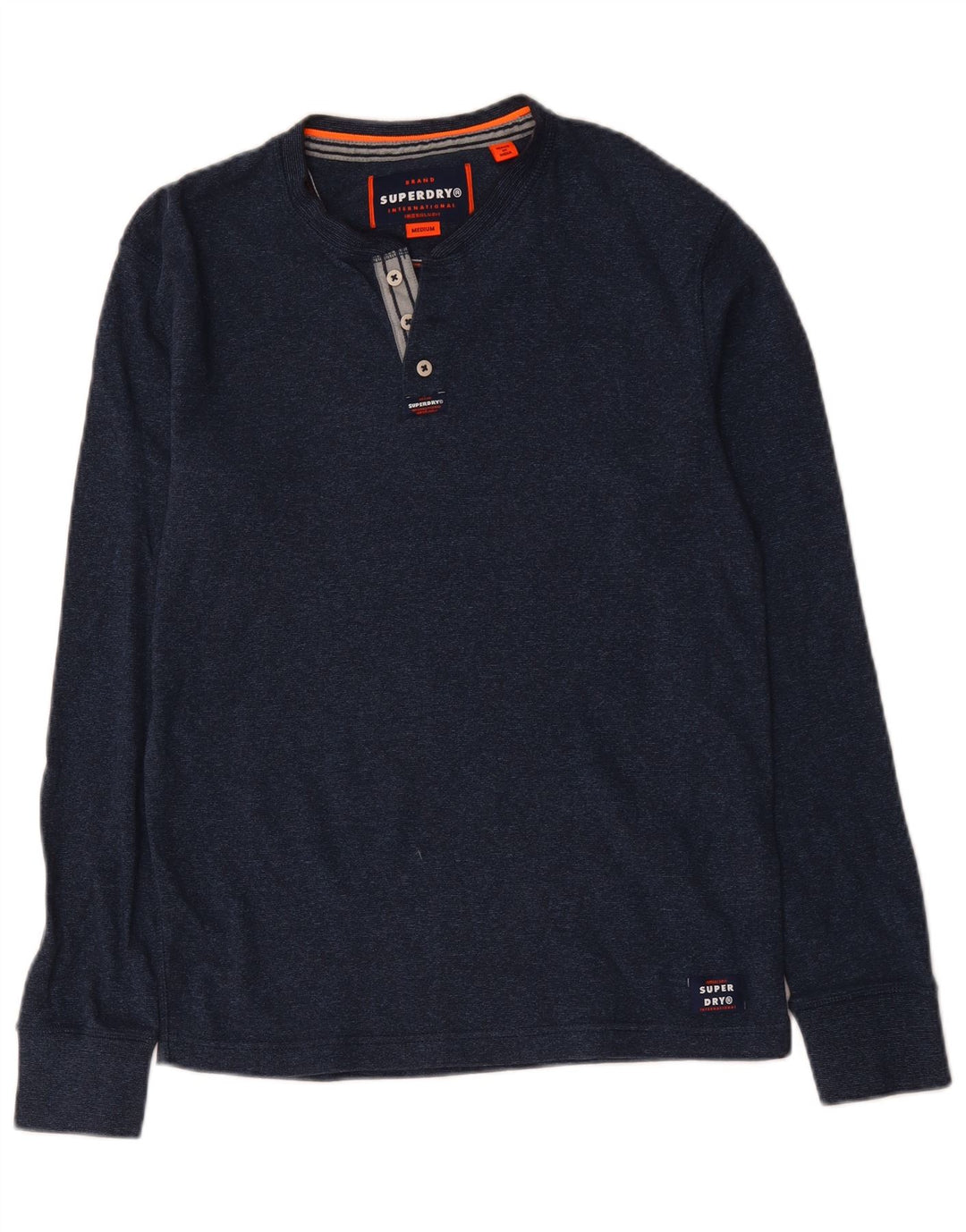 Мужской топ Superdry с длинным рукавом, средний темно-синий, хлопок