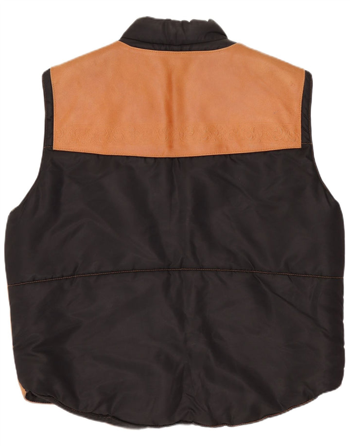 Винтажный мужской кожаный жилет UK 40, большой коричневый кожаный с узором пейсли