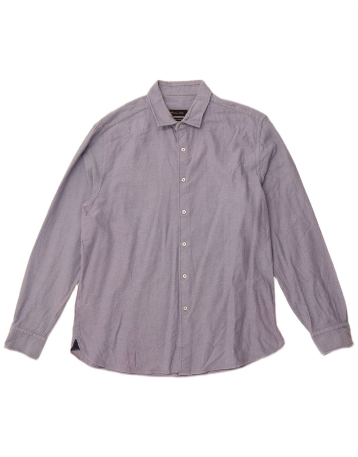 Мужская рубашка Massimo Dutti 2XL, синяя, хлопок