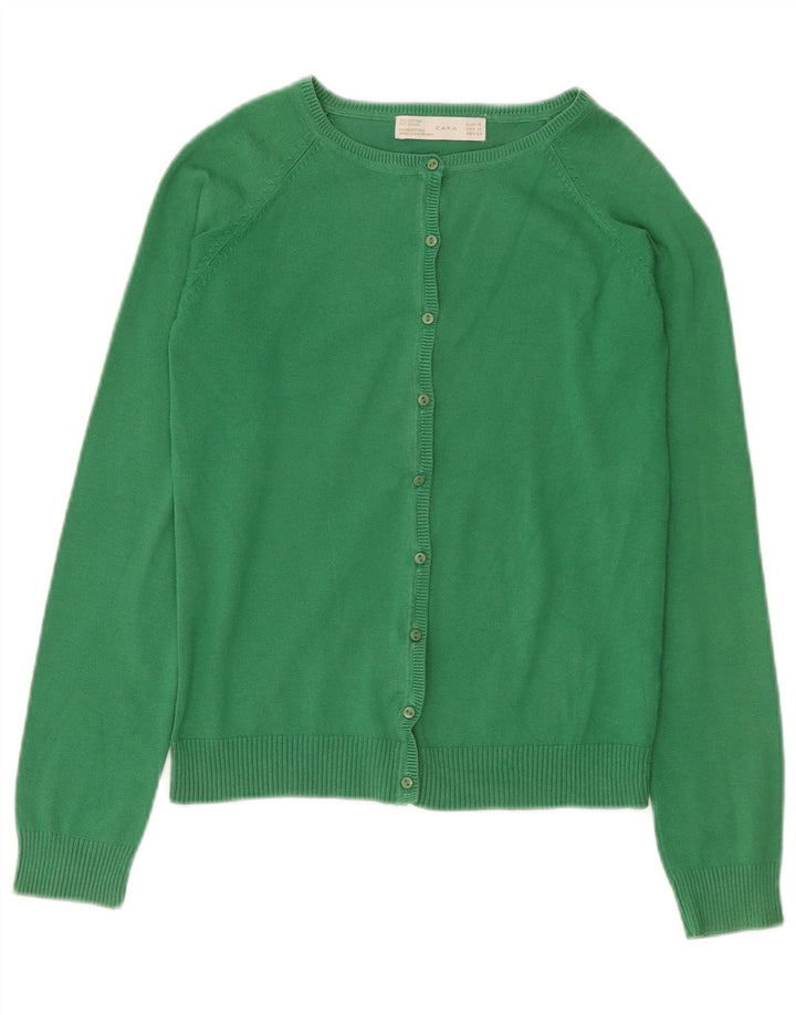 Женский кардиган Zara UK 12, хлопковый средний зеленый цвет
