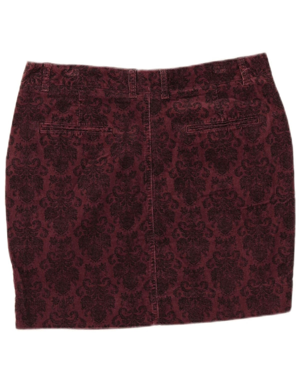 Женская вельветовая юбка Marks & Spencer UK 14, большая W33, бордовый с цветочным принтом