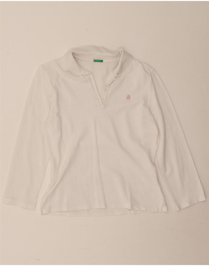 Женская рубашка поло с длинным рукавом Benetton UK 12, средний белый