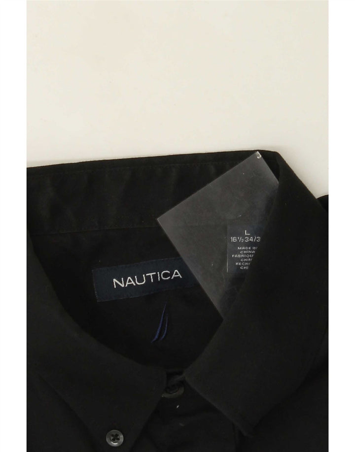 Мужская рубашка Nautica, размер 16, 1/2, большая, черная, хлопковая