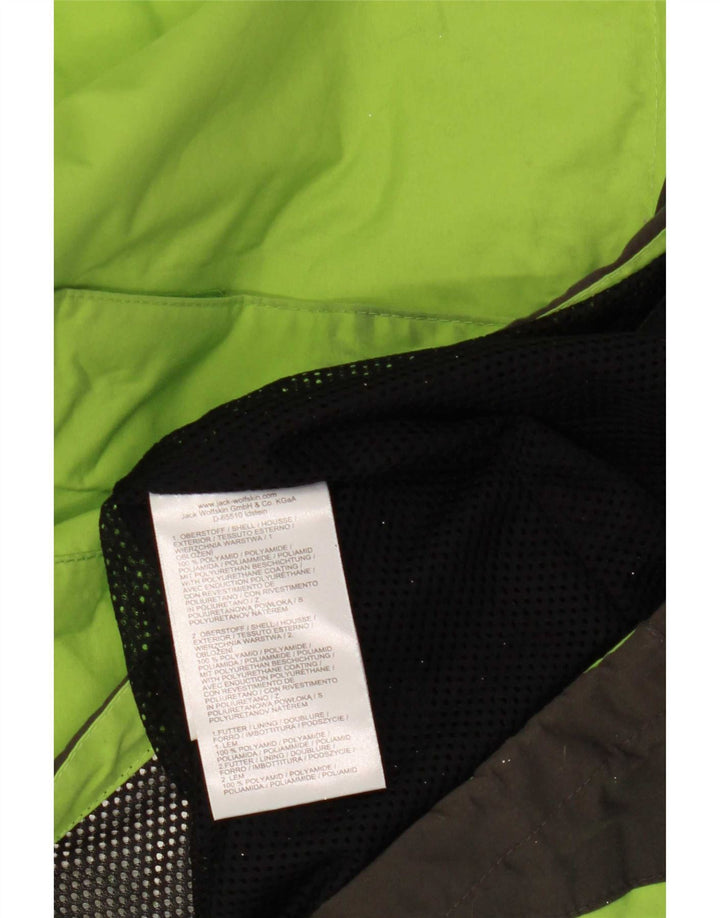 Женская дождевик с капюшоном Jack Wolfskin UK 12/14, средний зеленый цвет с цветными блоками