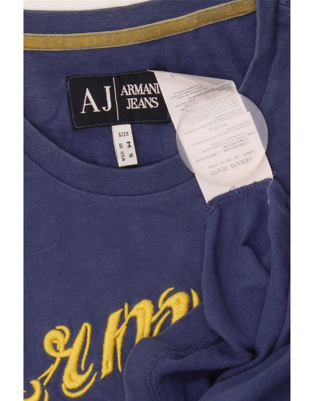 Мужская футболка с рисунком Armani, хлопковый топ среднего синего цвета