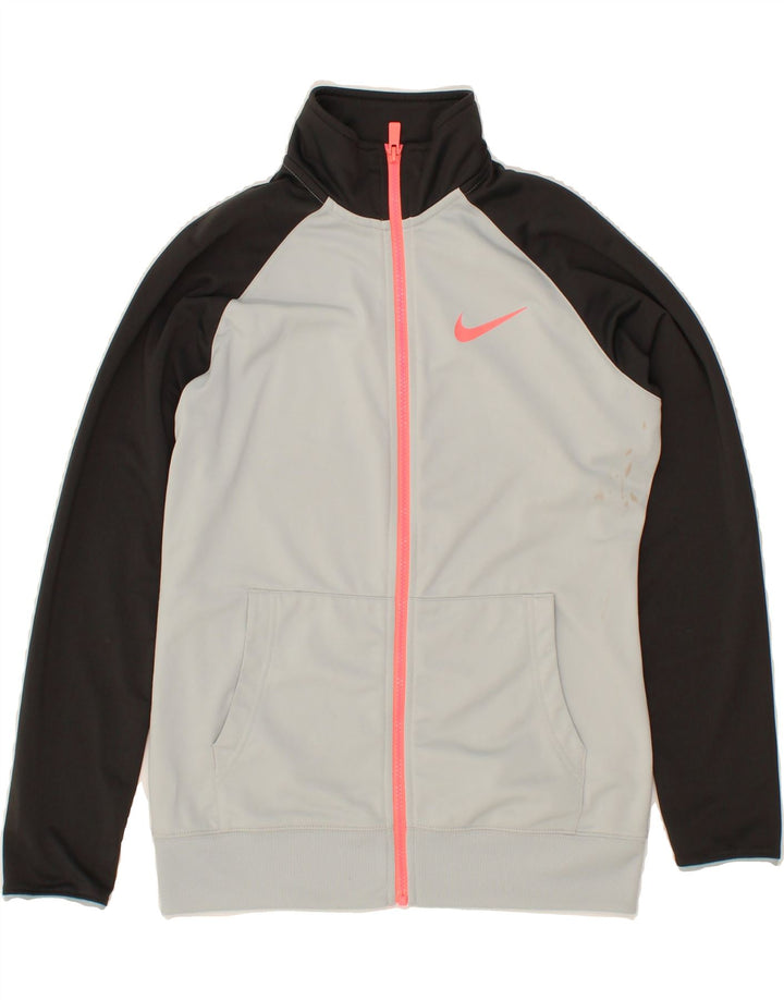 NIKE Womens Tracksuit Top Jacket UK 12 Medium Grey Colourblock Polyester Vintage Nike and Second-Hand Nike from Messina Hembry 