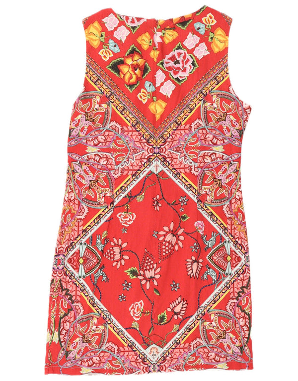 Женское платье-футляр без рукавов Desigual EU 44 XL, красное льняное платье с цветочным принтом