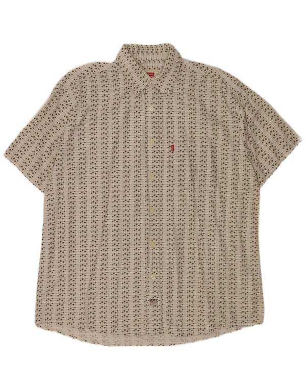 Мужская рубашка с коротким рукавом Levi's 2XL, белый хлопок с геометрическим рисунком