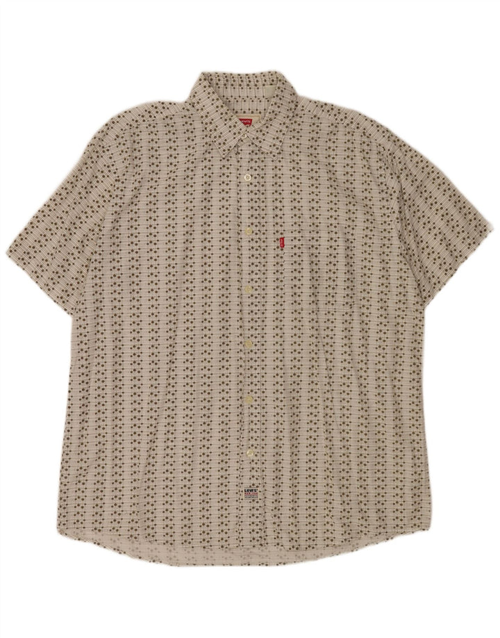 Мужская рубашка с коротким рукавом Levi's 2XL, белый хлопок с геометрическим рисунком