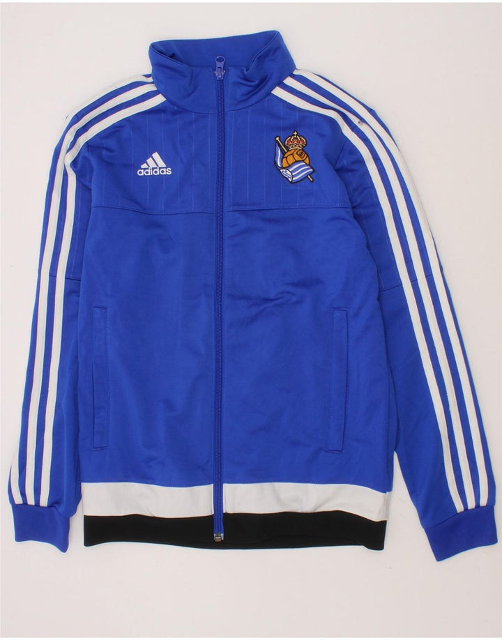 ADIDAS Boys Graphic Tracksuit Top Jacket 9-10 Years Blue Polyester Vintage Adidas and Second-Hand Adidas from Messina Hembry 