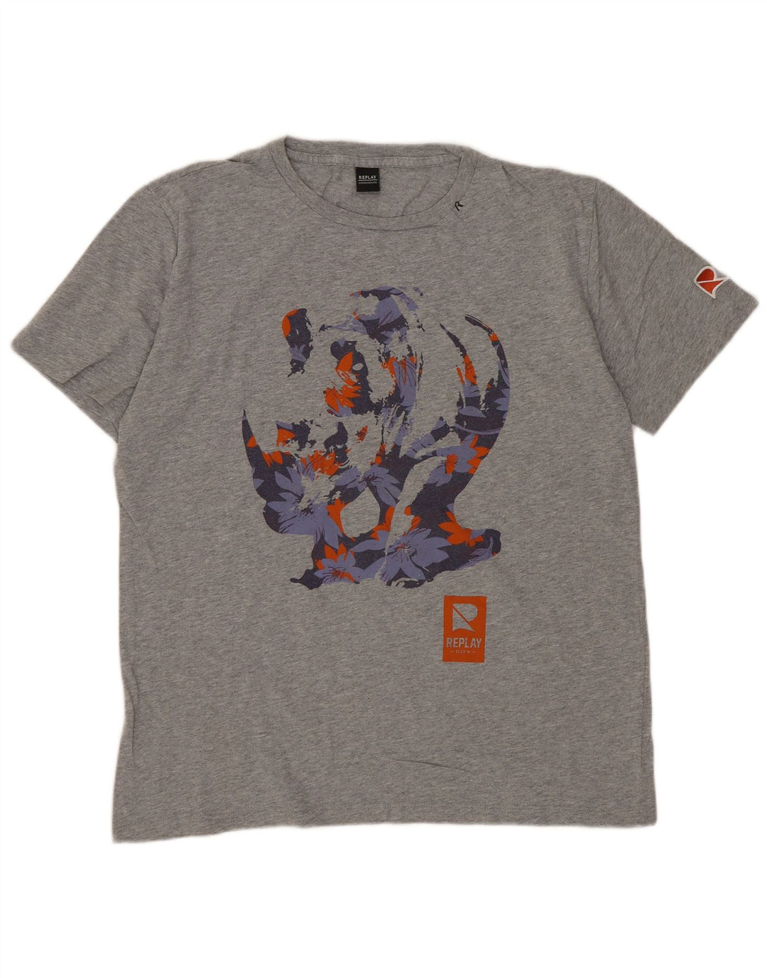 Женская футболка с рисунком REPLAY Top UK 16, большая серая