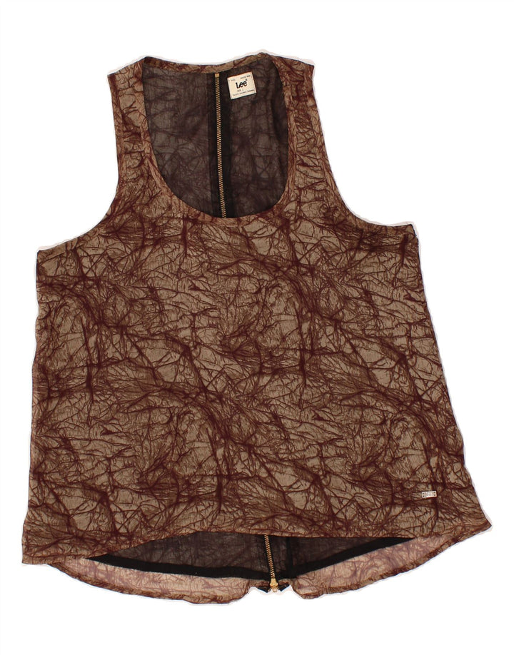LEE Womens Abstract Pattern Vest Top UK 14 Large Brown Vintage Lee and Second-Hand Lee from Messina Hembry 