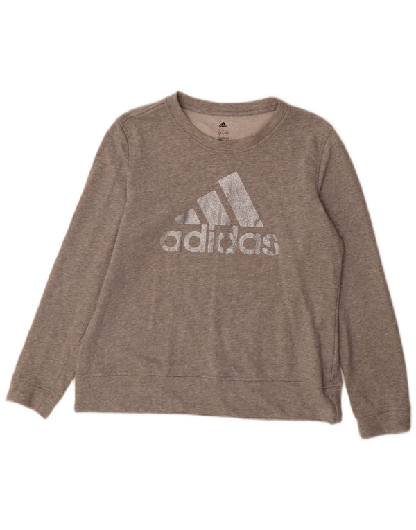 Женский джемпер с рисунком Adidas UK 16/18, большой серый хлопок