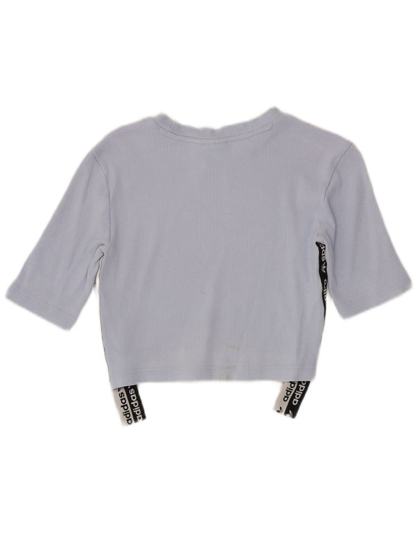 Женская укороченная футболка с рисунком Adidas UK 12/14, средний синий