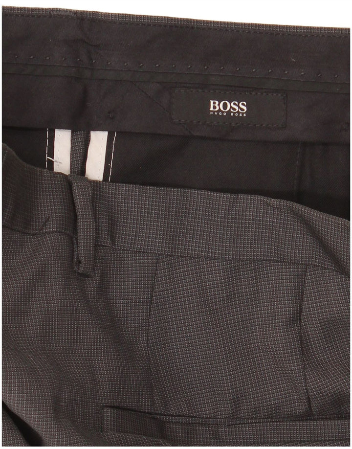 Мужские прямые костюмные брюки Hugo Boss IT 48 Medium W34 L30 Серые в клетку