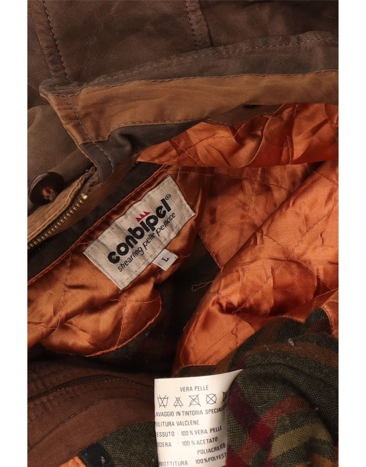 Мужская кожаная куртка CONBIPEL UK 40, большая коричневая кожа