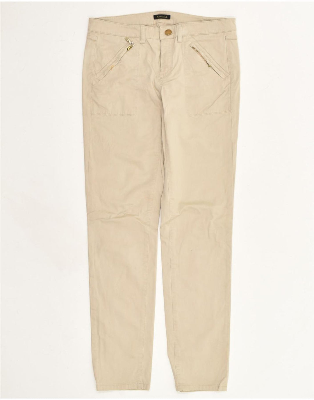 MASSIMO DUTTI Womens Slim Fit Chino Trousers EU 34 2XS W30 L29 Beige | Vintage Massimo Dutti | Thrift | Second-Hand Massimo Dutti | Used Clothing | Messina Hembry 