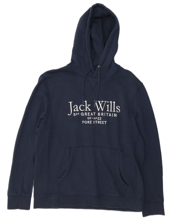 Мужской джемпер с капюшоном JACK WILLS с рисунком 2XL, темно-синий, хлопок