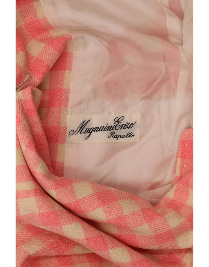 VINTAGE Womens 2 Button Blazer Jacket UK 4 XS Pink Gingham Vintage Vintage and Second-Hand Vintage from Messina Hembry 